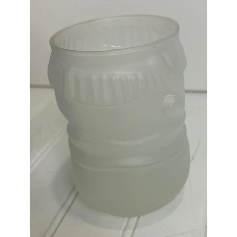 Vintage‎ Libbey Frosted Glass Snowman Votive Holder Kitsch Holiday